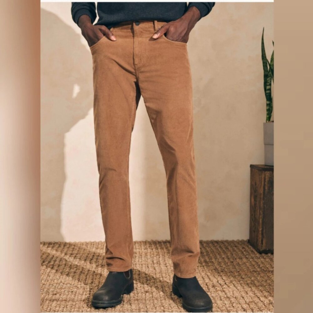 Faherty Stretch Corduroy 5-Pocket Men's Pant Rum Raw Umber Garment Dyed 30x32